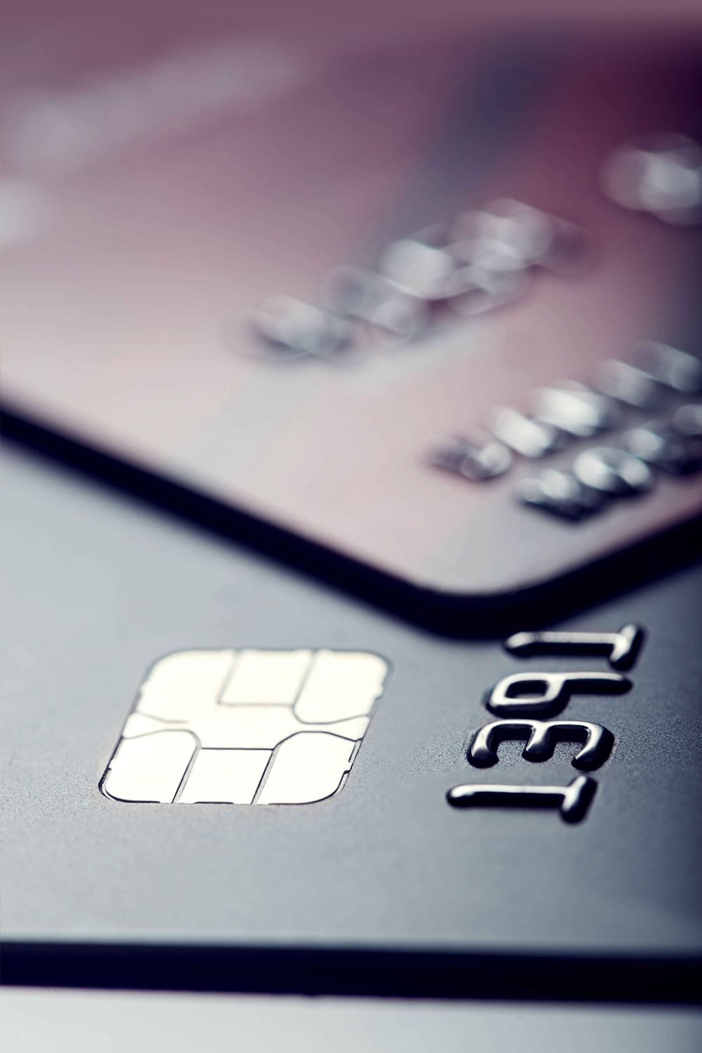 EMV chip on credit card enabling secure authentication during payment authorization.